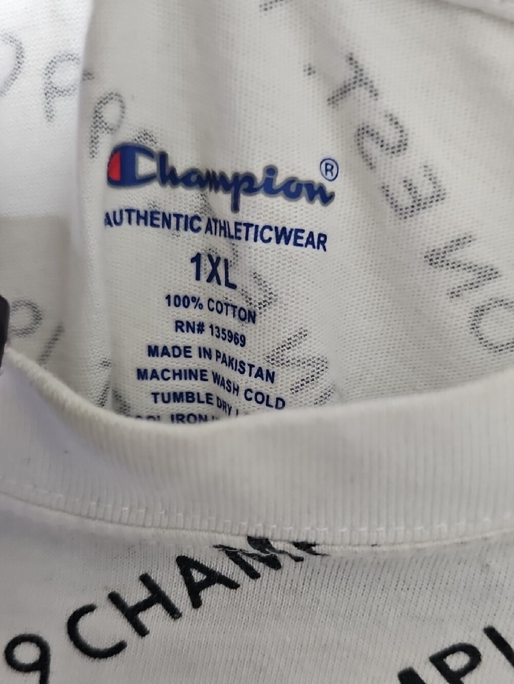 Champion White Short Sleeve All-Over Logo Tee - Picture 2 of 3